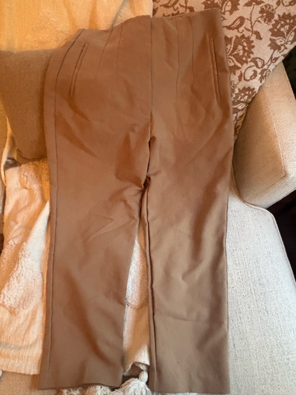 Zara Tan Straight-Leg Pencil Pants